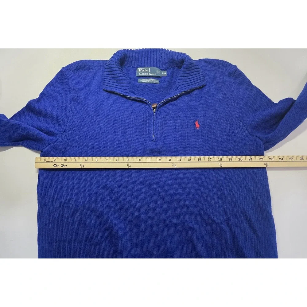 Polo Ralph Lauren Mens‎ Size L Blue Long Sleeve 1/4 Zip Pullover Sweater